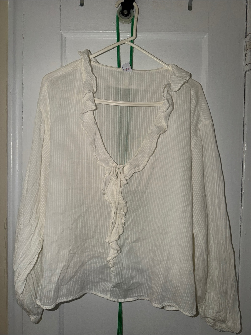 Old Navy Cream Ruffle V-Neck Blouse